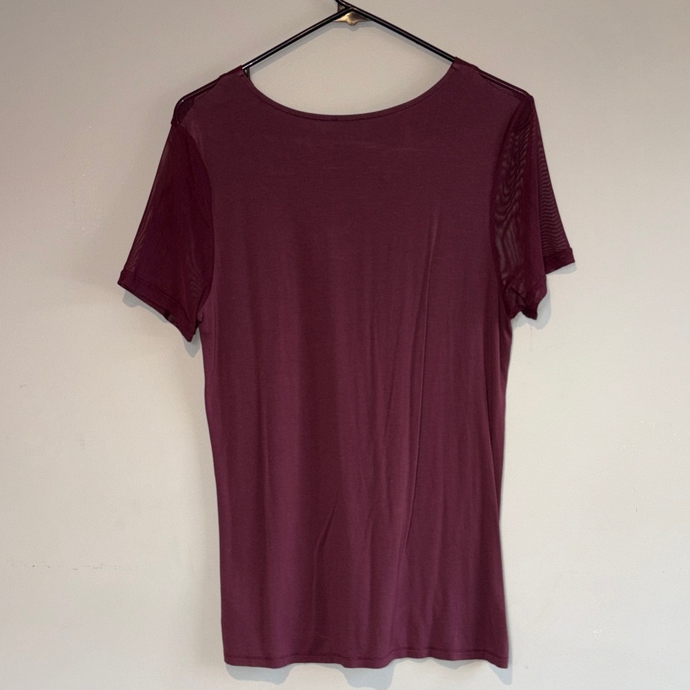 ๐ฅ2/$33๐ฅ Kismet Lace-Up Short Mesh Sleeve Top - Maroon Colour - Picture 8 of 9